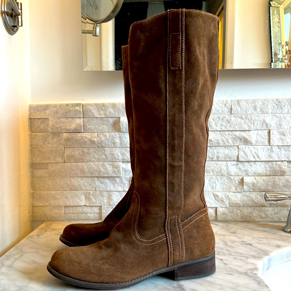 GUESS Honey Brown Suede Tall Boots 10